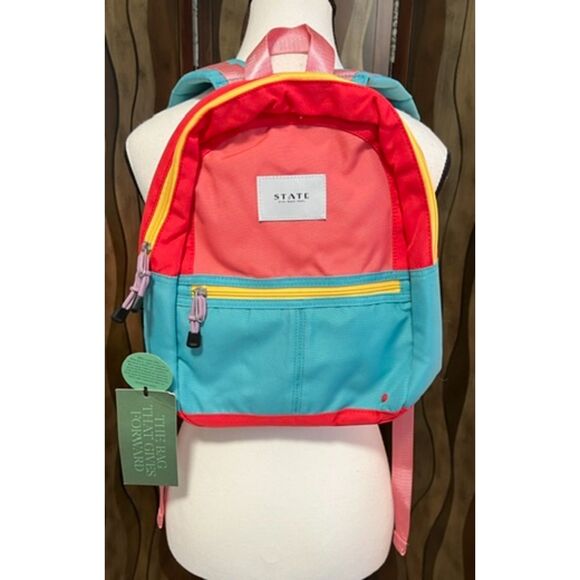 NWT State Kane Kids Mini backpack in pink/mint. - Picture 1 of 5